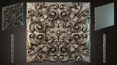 Round decor, rosettes Panel with acanthus scrolls and a central flower 3d model
