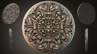 Round decor, rosettes Round medallion with swirls and a central flower 3d model