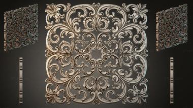 Round decor, rosettes Panel with swirl acanthus and side carved elements 3d model