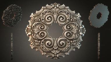 Round decor, rosettes Cartouche with volutes and acanthus leaves 3d model