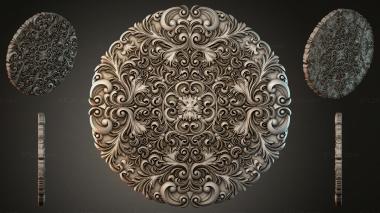 Round decor, rosettes Round panel with swirls and spiral patterns 3d model