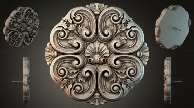 Round decor, rosettes Rosette with volutes and acanthus leaves 3d model