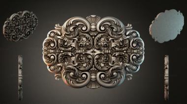 Round decor, rosettes Cartouche with scrolls and acanthus 3d model
