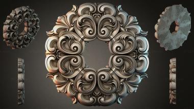 Round decor, rosettes Curly rosette with curls, symmetrical 3d model