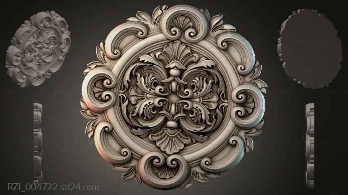 Круглый декор, розетки (RZI_004722) 3D модель для ЧПУ станка