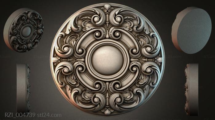 Круглый декор, розетки (RZI_004739) 3D модель для ЧПУ станка
