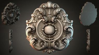Round decor, rosettes Architectural rosette with volutes and a sphere 3d model