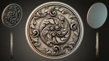 Round decor, rosettes Round rosette with swirls and leaves 3d model