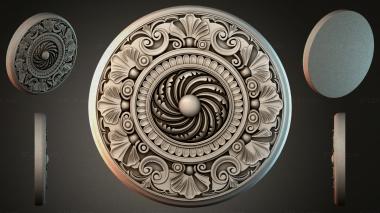 Round decor, rosettes Spiral ceiling rosette with leaves and balls 3d model