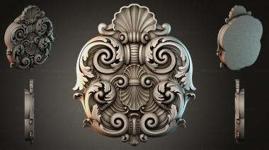 Round decor, rosettes Cartouche with palmettes and spiral volutes 3d model