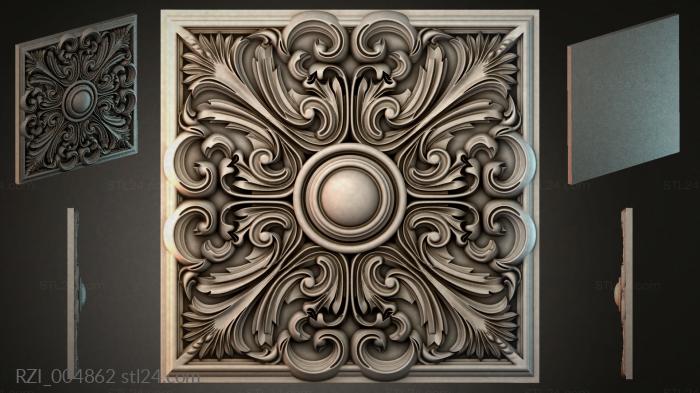 Круглый декор, розетки (RZI_004862) 3D модель для ЧПУ станка