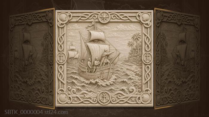 Discovery of America - caravels and sails 3d STL model