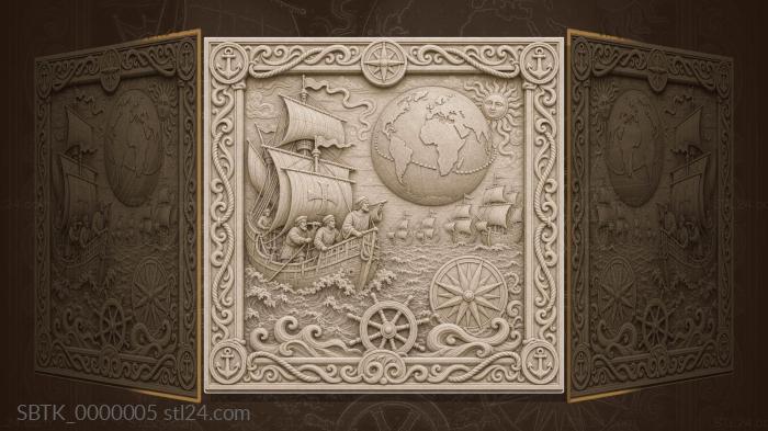 Magellans circumnavigation of the world - flotilla and globe 3d STL model