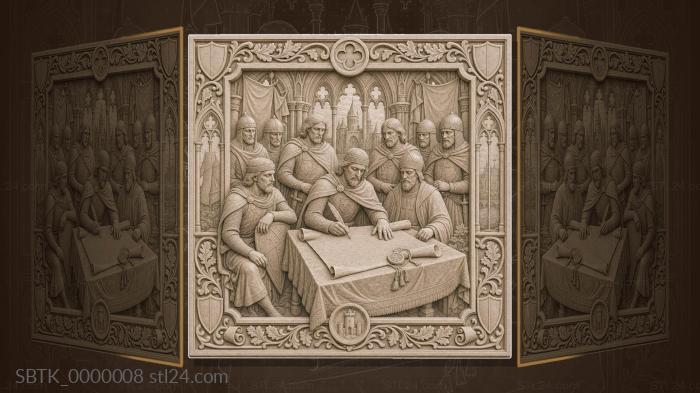 Signing of the Magna Carta - parchment and pen 3d STL model