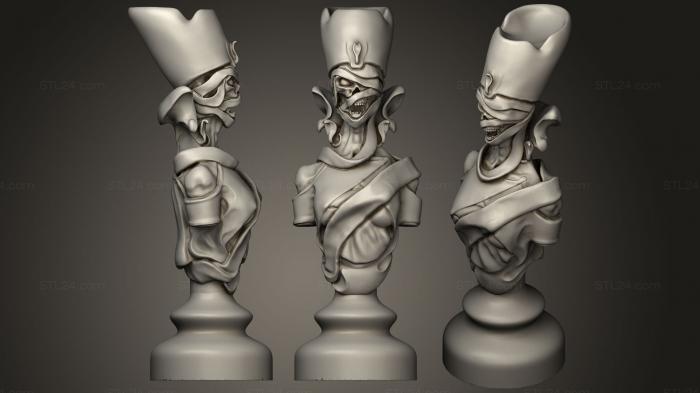 Шахматы (Egyptian Alive V Dead Chess Remix королева нежити, SHM_0146) 3D модель для ЧПУ станка