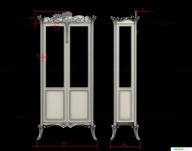 Шкафы (Шкаф витрина классический на высоких ножках, SHK_0170) 3D модель для ЧПУ станка