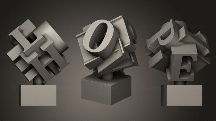 Geometric shapes (LOVE HOPE COMBINED UPPERCASE E, SHPGM_0073) 3D models for cnc