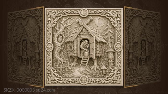 Baba Yagas Hut - chicken legs and forest 3d STL model