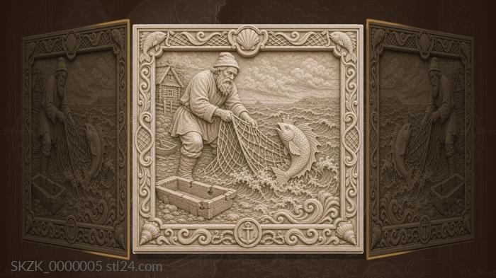 Tale of a Goldfish - an old man and a net 3d STL model