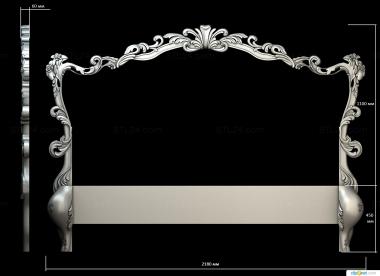 Headboard (Bed with open headboard and decorative frame, SK_0486) 3D models for cnc