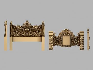 Headboard (Carved bed with headboard and footboard, SK_0489) 3D models for cnc