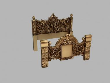 Headboard (Carved bed with headboard and footboard, SK_0489) 3D models for cnc