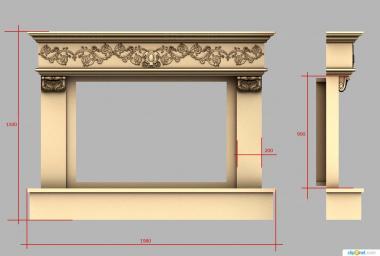 Headboard (Fireplace portal from Botticino, SK_0491) 3D models for cnc