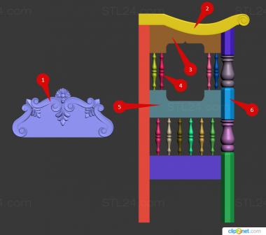 Headboard (Stasidia tron, SK_0499) 3D models for cnc