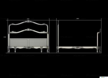 Headboard (Bed with decor, SK_0513) 3D models for cnc