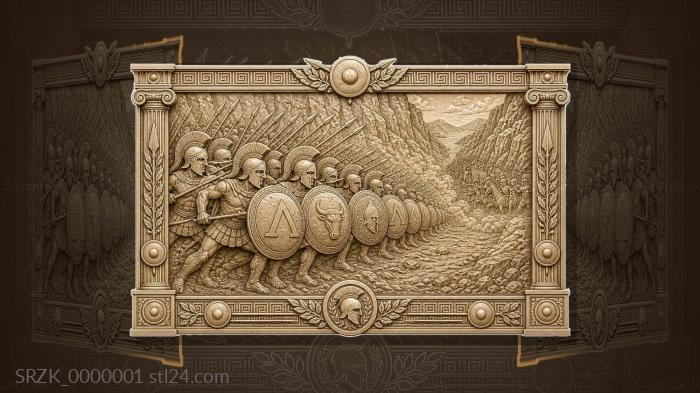 Battle of Thermopylae - Spartan phalanx in a mountain gorge 3d STL model