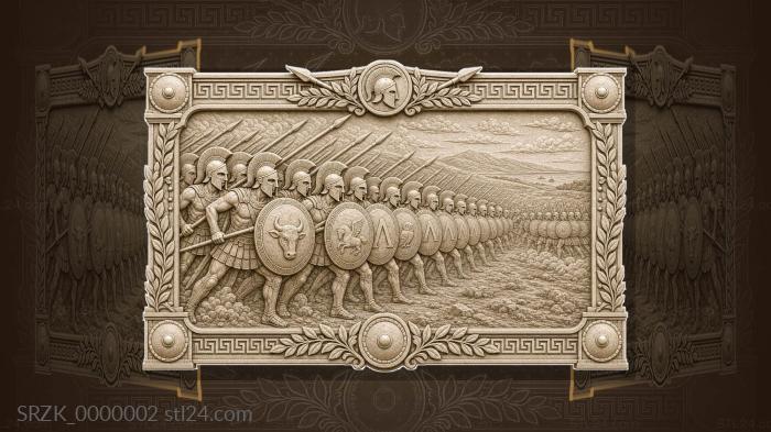Panels Great Battles (Battle of Marathon - Greek hoplites and shields, SRZK_0000002) 3D models for cnc