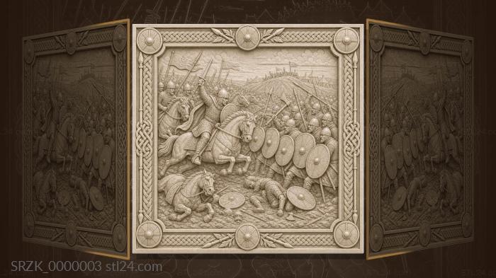 Battle of Hastings - Norman cavalry and Saxon shield wall 3d STL model
