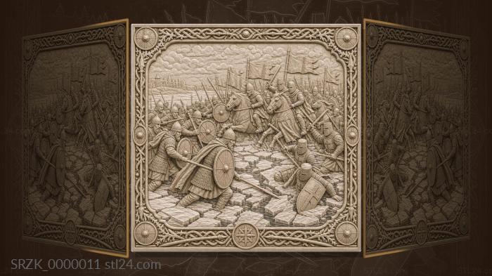 Battle of Lake Peipus - battle on the ice and knights 3d STL model
