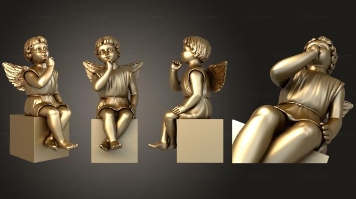 Statuette (Angel meditating, STK_0237) 3D models for cnc