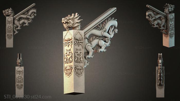 Different pillars (STI_001230) 3D models for cnc