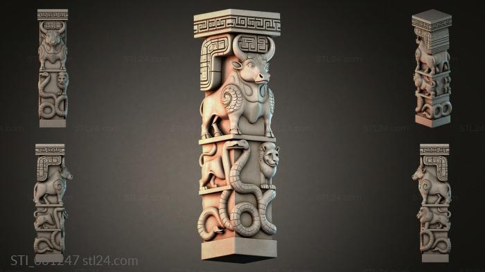 Different pillars (STI_001247) 3D models for cnc