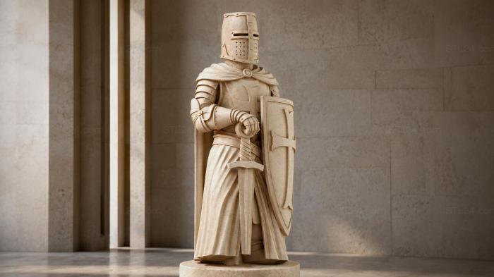 Different pillars (Knight with a Shield, STI_001478) 3D models for cnc