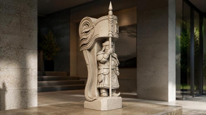 Different pillars (Scandinavian warrior with a flag, STI_001481) 3D models for cnc