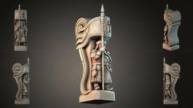 Different pillars (Scandinavian warrior with a flag, STI_001481) 3D models for cnc