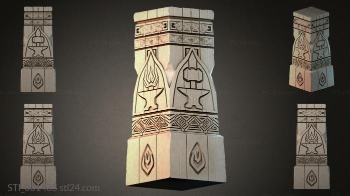 Decorative column with ornament 3d STL model