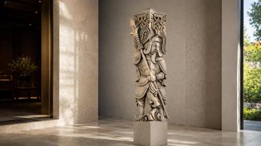 Different pillars Decorative column with a warrior 3d model