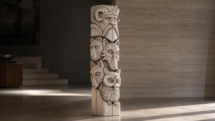 Carved Column with Animals 3d STL model