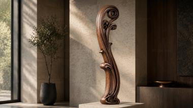 Different pillars Decorative carved element with curls 3d model