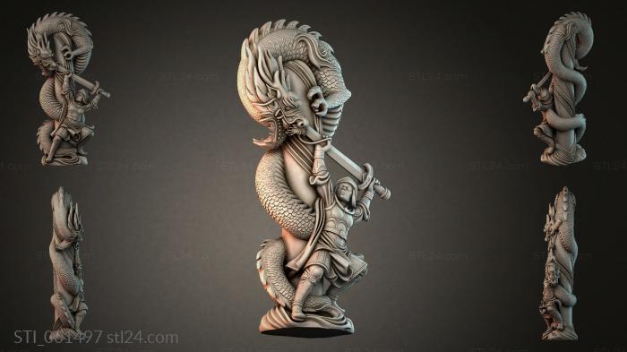 Different pillars (Dragon with Sword Figurine, STI_001497) 3D models for cnc