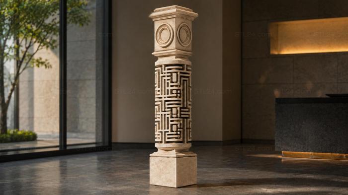 Different pillars (Decorative column with ornament, STI_001504) 3D models for cnc