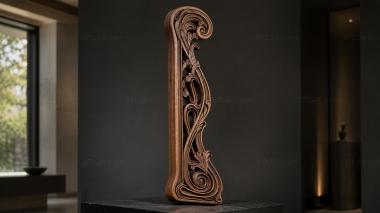 Different pillars Decorative carved sidewall 3d model
