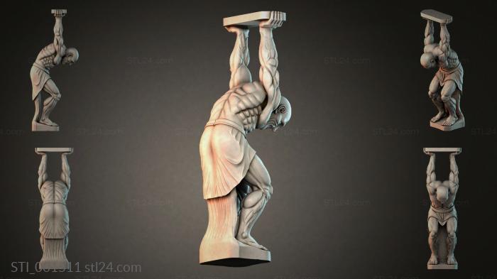 Statue of Atlas with raised arms 3d STL model
