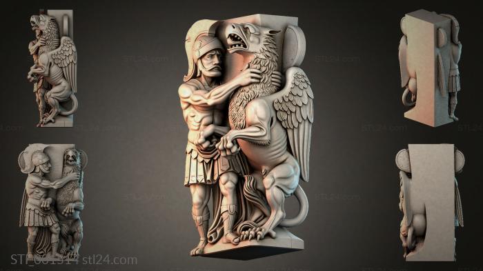 Sculpture of a warrior with a griffin 3d STL model