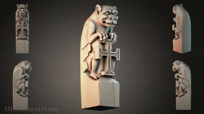 Gargoyle with a Cross 3d STL model