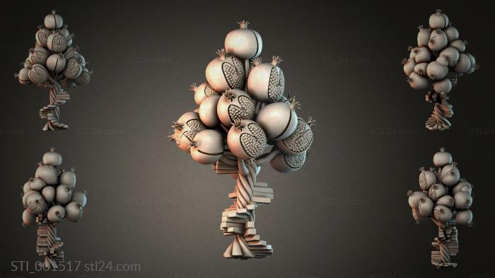 Decorative pomegranate tree 3d STL model